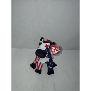 Ty Lefty 2000 Beanie Babies Patriotic USA Flag Star Spangled Plush Horse Toy